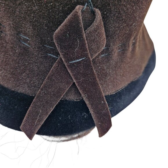 Vintage Yves Saint Laurent Brown Wool Bucket Hat Two Tone Italy 25" - Picture 9 of 12